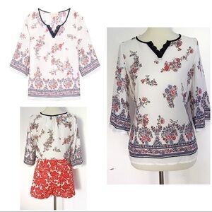 NWT Skies Are Blue Rhoades Floral Boho Blouse XS​​​​​